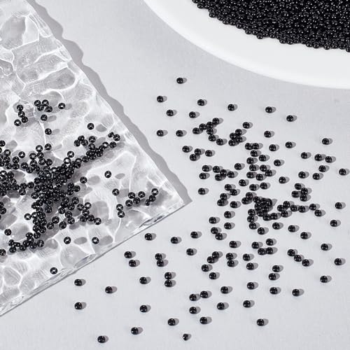 PH PandaHall Black Seed Beads, 6000 Pcs 11/0 Glass Seed Beads 2mm Round Waist Bead Mini Spacer Bead for Earrings Bracelet Necklaces Eyeglass Chain Jewelry DIY Crafts Making - color: Black-6000 Pcs