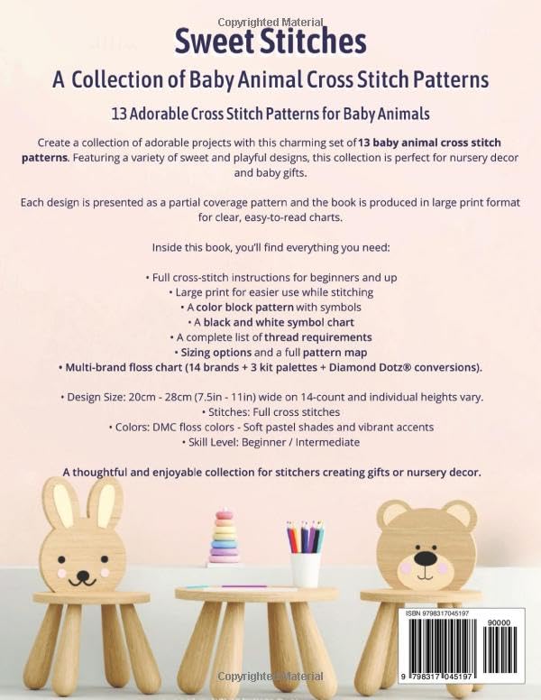 Sweet Stitches: A Collection of Baby Animal Cross Stitch Patterns: 13 Adorable Cross Stitch Patterns for Baby Animals