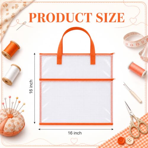 Cosblank 16x16inch Sew Project Bag Jumbo Needlepoint Project Bag, Orange - color: Orange