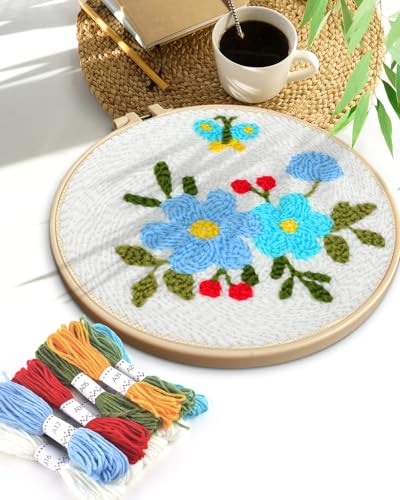 TINDTOP Punch Needle Embroidery Kits, Flowers Punch Needle Kits for Adults - color: Set A