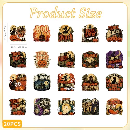 20 Pcs Vintage Halloween Iron on Transfers for T Shirts - color: Retro Halloween