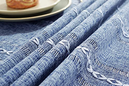 Chassic 60 x 104 inches Farmhouse Style Linen tablecloths, Wrinkle Resistant Washable Dining Room Table Cloths for 6 Foot Rectangle Tables - Hemstitch Blue - color: Hemstitch Blue, size: 104" x 60" (Rectangular)