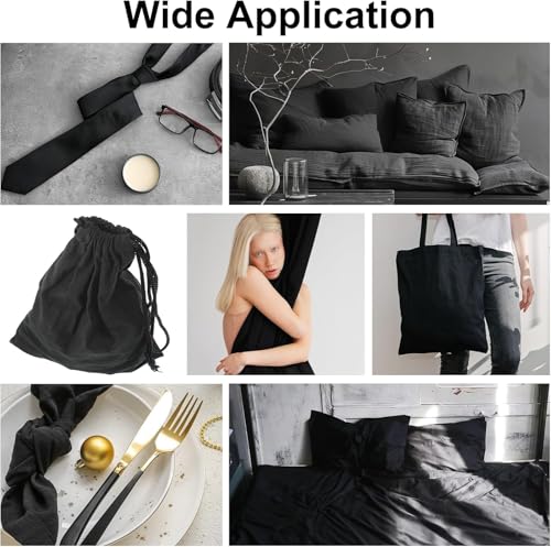 5 Yard 100% Cotton Muslin Fabric, 48" Wide, Medium Weight - Black - color: Black, size: 5 Yard