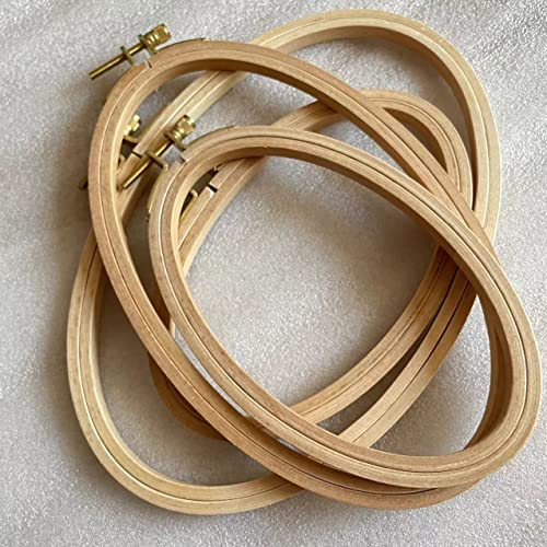 Set of 4, Oval Beech Wood Embroidery Hoops Handcrafted Wooden Hoops for Embroidery, Cross Stitch Needlework Natural Wood Hoop Frame