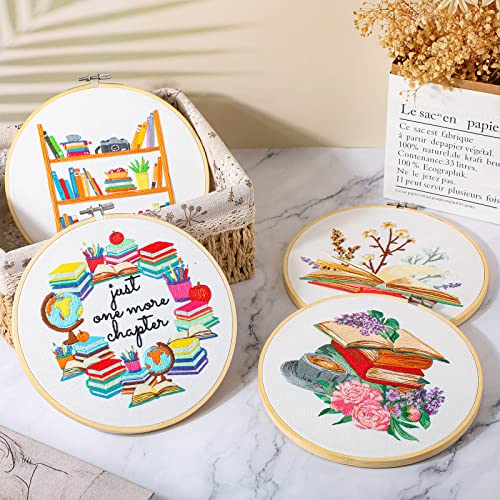 Unittype 4 Set 8'' Book Flower Embroidery Kits for Beginner Adult, Classic - style: Classic