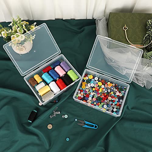BTSKY Clear Plastic Storage Box with Flap Lid, 2 Pack Small - 9.1"x6.7"x2" - size: Small-2 Pack