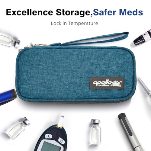 apollo walker Insulin Cooler Travel Case with Ice Packs and Insulation - color: Teal, size: Small