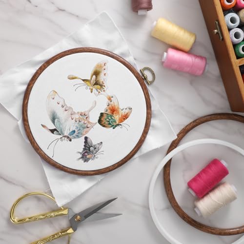 2 PCS Cross Stitch Hoop, 6 Inch Round Embroidery Hoop Frame Imitated Wood Display Frame Embroidery Hoops Circle Cross Stitch Hoops Ring for Art Craft Sewing Hanging Ornaments Decoration