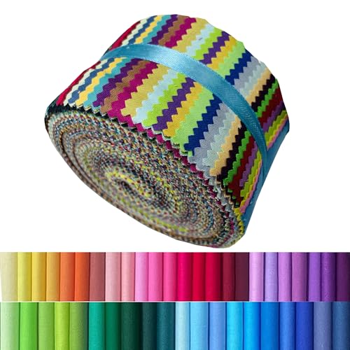 100% Cotton Jelly Roll Fabric Strips for Quilting and Sewing-40 PCS Solid - color: 40 Solid
