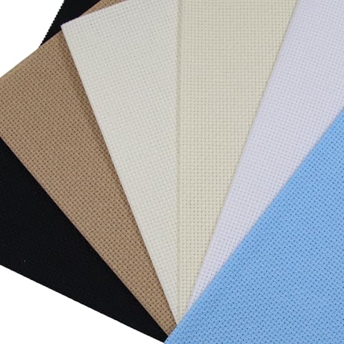 KCS 6 pc of 12" x 18" (30cmx45cm) 14 Count Cotton Aida Cloth Cross Stitch Fabric (14CT-A) - color: 14ct-a