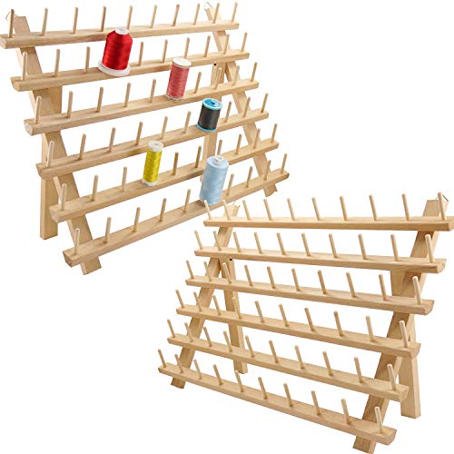 New brothread 2X60 Spools Wooden Thread Rack - color: Wood Color - 2x60 Spools