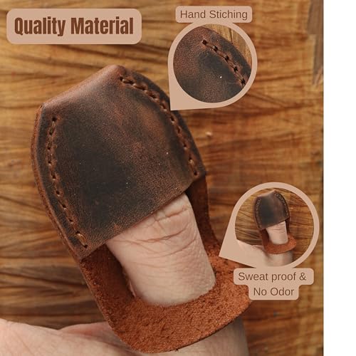 Toprank Leather Thumb Guard for Wood Carving - Premium Full Grain Leather Finger Protector, Handmade Carpenter Carving Kit Accessory (Tan) - color: Tan
