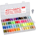 56 rainbowColor Set of Handy Polyester Sewing Threads with needls and Threader - color: 56 colors