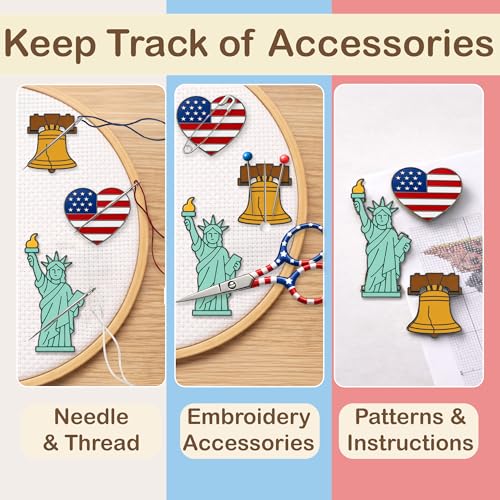Kraftex Magnetic Needle Minder. Needleminder for Embroidery & Sewing. Cute Needlepoint Accessories. Magnetic Needle Holder for Cross Stitch. Cute Magnet Pin Gift - color: Patriot