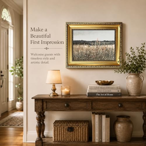 Gold Framed Vintage Wildflower Field Meadow Canvas Wall Art,16x24in - color: Wildflower Gold Framed, size: 24"L x 16"W