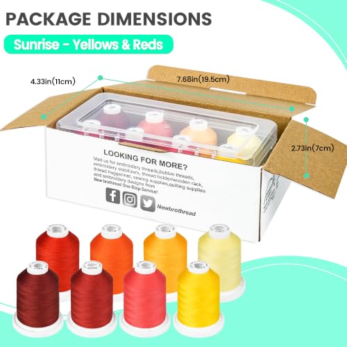 New brothread 100% Mercerized Cotton Threads with Box - 8xSunrise - color: 8 X Sunrise(Yellows+Reds)