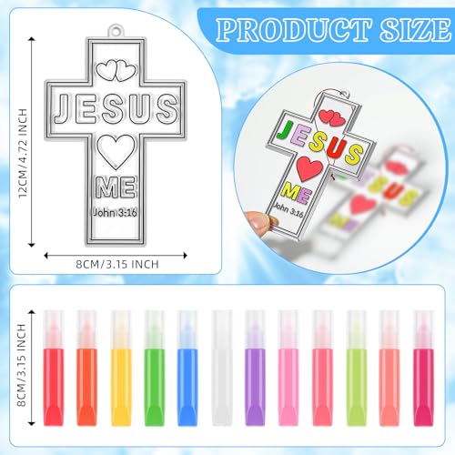 Blueweenly 72 Pcs Christian Cross Suncatchers Craft Kit Bulk, Cute - style: Cute