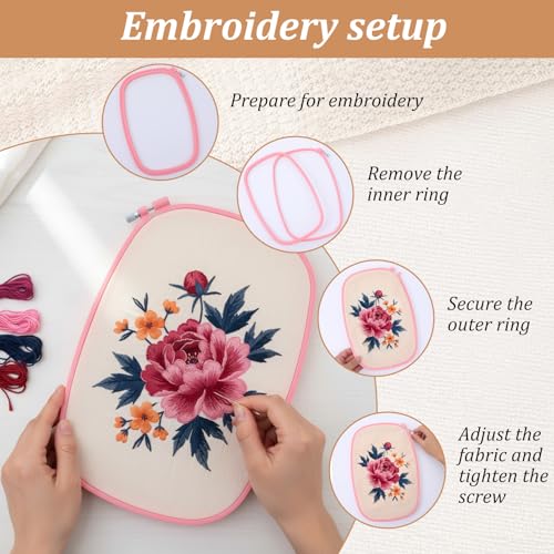 5 Pcs Square Plastic Embroidery Hoop Set Reusable Cross Stitch Hoop Frame Rings for Sewing, Needlework and DIY Craft Projects, 5 Sizes