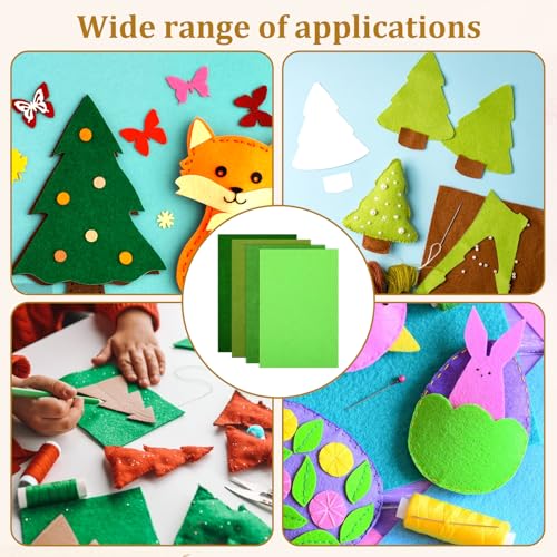 JJUNW 16 Pack Felt for Crafts, 11.8" x 7.87" Craft Felt 1 mm Thick Felt Fabric Sheets Liner Felt for Handmade DIY Embroidery Fabric Craft Kits (Green)