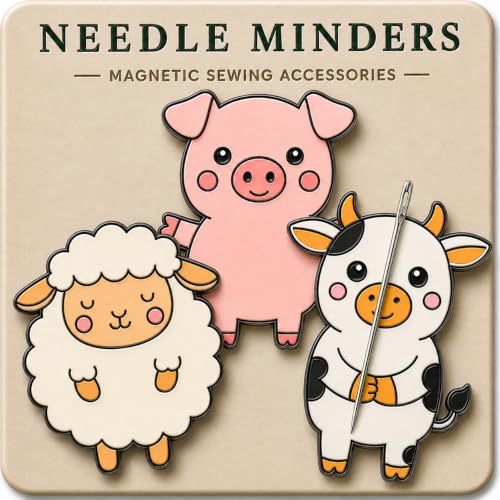 Kraftex Magnetic Needle Minder. Needleminder for Embroidery & Sewing. Cute Needlepoint Accessories. Magnetic Needle Holder for Cross Stitch. Cute Magnet Pin Gift - color: Farm Animals