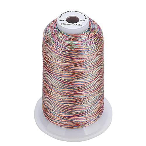 Simthread - 33 Selections - Various Assorted Color Packs of Polyester Embroidery Machine Thread Huge Spool 5500Y for All Sewing Embroidery Machines - 3 Variegated Colors 1 - color: 3 Variegated Colors 1