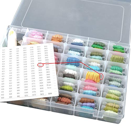 120 Pieces Plastic Floss Bobbins with 36 Grids Embroidery Floss Cross Stitch Organizer Box, White - color: 120 Bobbins & 1 Box