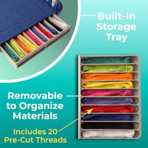 Choose Friendship Bracelet Making Kit – 20 Pre-Cut Threads, Portable Loom with Storage, Makes 8 Bracelets, Craft Gift for Kids Ages 8+, Dark Blue “Blueberry” - color: Blueberry