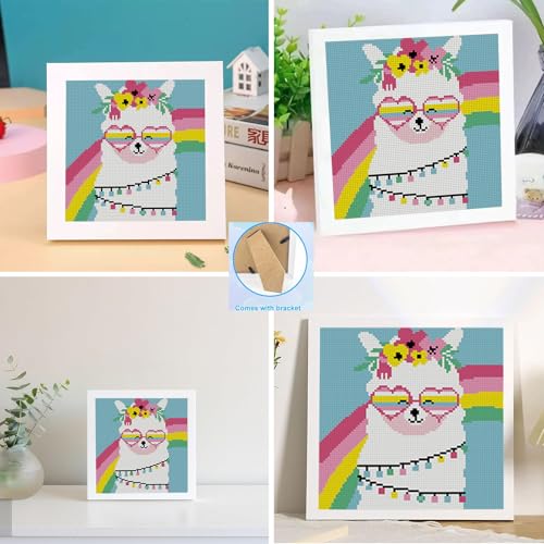 Lzyueyuan Alpaca Cross Stitch Kits for Beginners, Stamped Cross Stitch for Adults with Framed,Crafts for Girls 8-12 Embroidery Kit,11CT Cross-Stitch Arts and Crafts for Adults 8.7inX8.7in - color: Cross Stitch-1222-9