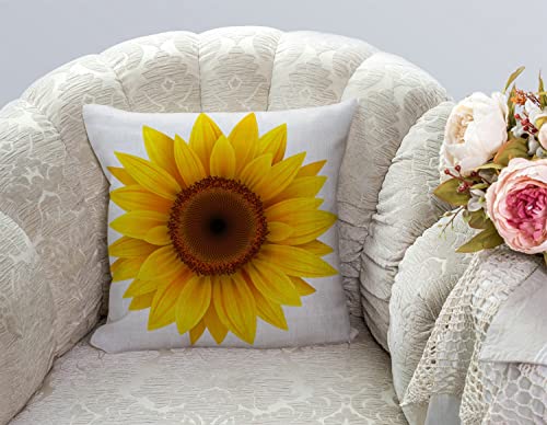 TSSOHU Sunflower Flower Cotton Burlap Linen Throw Pillow Case Cushion Cover Sofa Outdoor Decorative Square 18X18 Inches - color: Tss33