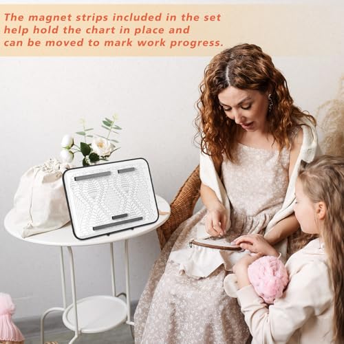Flutesan 8 x 12 Inches Knitting Pattern Holder with 4 Replacement Magnets Knitting Chart Keeper Magnetic Board Cross Stitch Supplies for Crochet(Black Border) - color: Black Border, size: 8.27 x 11.81 Inches