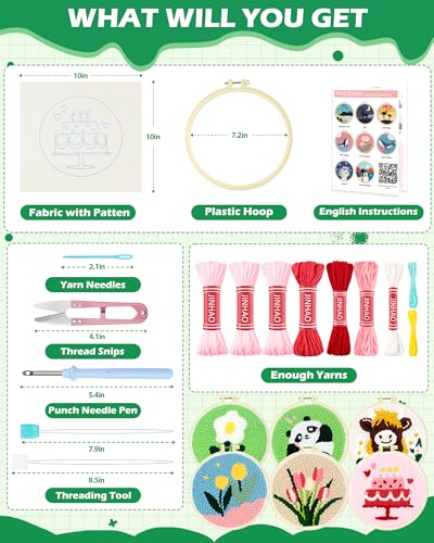 FIVEIZERO Punch Needle Kit for Beginners,Birthday Cake Patterns - color: Birthday Cake