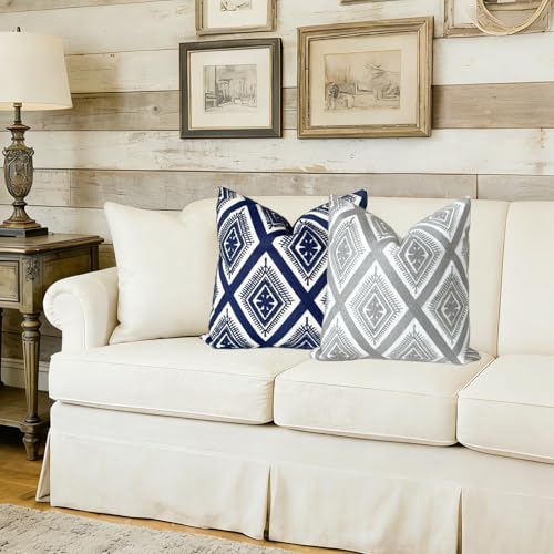 Slow Cow Embroidered Throw Pillow Cover 18 x 18 Inch Grey - color: Grey Eyes, size: 18" x 18" (Pack of 1)