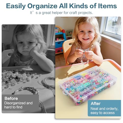 DILIBRA 5 Pack 36 Grids Large Plastic Organizer Box with Adjustable Divider - size: 5 Pack 180 Grids