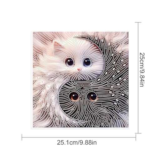 JISHSHAY Diamond Painting Hanging Pendant Cat Yin Yang Diamond Art Hanging Ornament Animal Gem Art Pendant Gem Painting Wind Chimes Mosaic Kits for Adult Windchimes Embroidery Suncatchers Sun Catchers - color: Cat