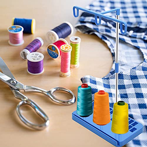 Vuzvuv 2 Pack Thread Holders - Organizer for Embroidery & Sewing Machines, Holds 3 Spools, Suitable for Beginners & Adults, White-Blue - color: White-blue