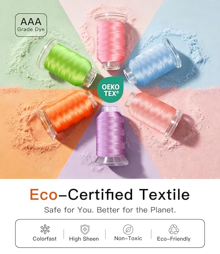 AAA-Grade Polyester Embroidery Thread, 50 Colors, 40WT, 550 Yards Each, [Top Strength & Lint-Free] Silky Smooth Embroidery Machine Thread Kit Compatible with Singer, Brother, Janome, and More