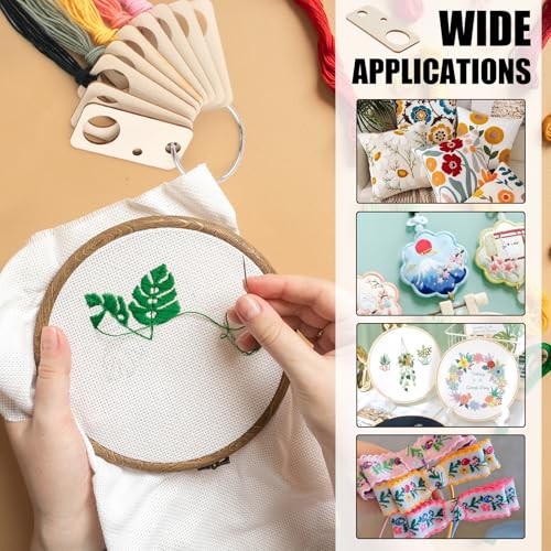 101pcs Wooden Embroidery Floss Drop,Embroidery Floss Organizer with Floss Ring Cross Stitch Bobbins for DIY Sewing Storage,Craft Supplies(Style D) - color: Rectangle