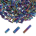 MECCANIXITY 2000pcs Glass Bugle Beads 4/6/9mm Long Tube Cylinder Beads - color: Colorful Black