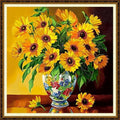 Redxing Counted Cross Stitch Kit for Beginners,Unprinted Needlepoint Kits for Beginners Cross Stitching Embroidery Kit 11CT Stitches kit-Sunflower vase 18x18 inch - color: KitColors27
