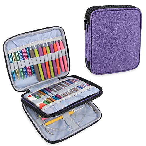 Teamoy Crochet Hook Organizer Case, Empty Crochet Hook Holder, Purple - color: Purple
