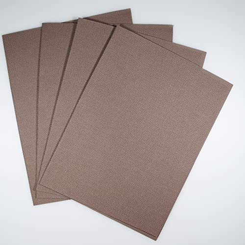 KCS 4 pc of 12" x 18" 14CT Counted Cotton Aida Cloth Cross Stitch Fabric (Beige Brown) - color: Beige Brown