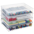 BTSKY Clear Plastic Storage Box with Flap Lid,4 Pack Medium-10.8"x7.9"x2.1" - size: Medium-4 Pack