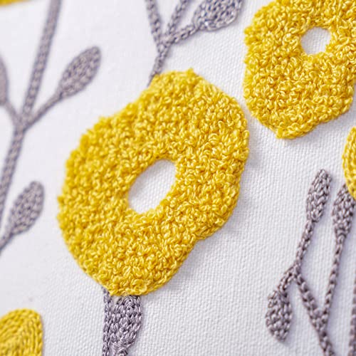 ARTMAGIC Yellow Lumbar Pillow Cover Embroidered Boho Flower Cushion Covers - color: Yellow 01, size: 20" x 12" (Pack of 1)