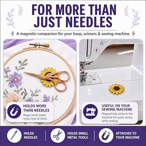 The Quilted Bear Magnetic Needle Minders, Small, Set of 3 Flowers - color: Flowers Multipack