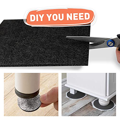 12"x12"x1/8" Thick Adhesive Black Felt Sheets Sticky Felt Fabric Pads 8pcs