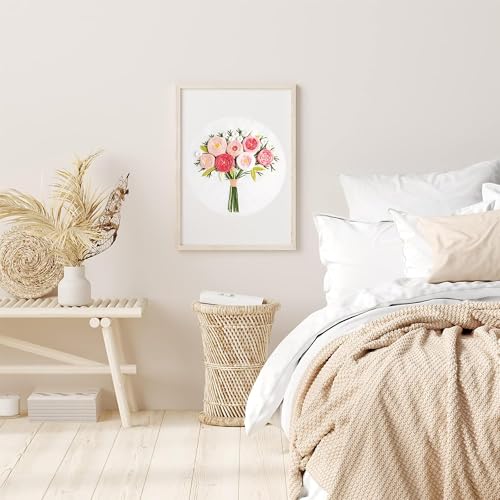 Huacan Embroidery Kits for Adults Beginner Stamped Flowers Pattern 4 Pcs DIY Cross Stitch Floral Stitching Sewing Kit 7.9 x 7.9 Inch - color: Flower 2