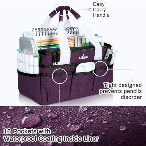 JJRING Craft Organizer Tote Bag Art Storage Caddy Deep Purple - color: Deep Purple, size: Small