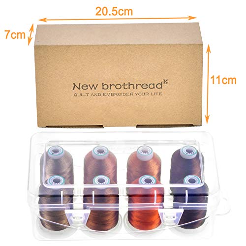 New brothread 8 Spools Embroidery Machine Thread with Box -Different Brown - color: Differ Brown
