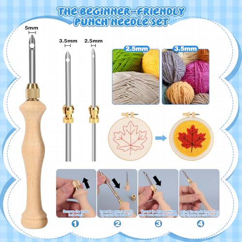 35Pcs Punch Needle Kit Adult Beginner, Adjustable Punch Needle Tool - color: 35Pcs