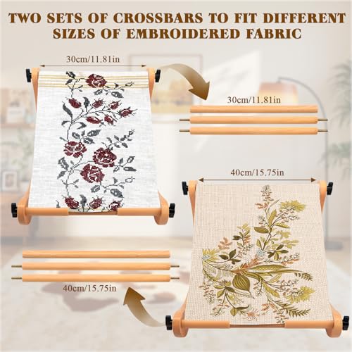 ZOCONE Multifunctional Beech Wood Embroidery Hoop Stand, Adjustable Embroidery Stand 360 Degrees Rotated Cross Stitch Stand, Embroidery Hoop Holder for Cross Stitch and Embroidery Project (C) - style: E